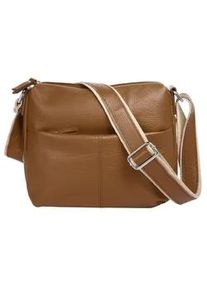 Umh&auml;ngetasche Samantha Look, Damen, Gr. B/H/T: 26cm x 24cm x 5cm onesize, braun (cognac), Leder, unifarben, Taschen Umh&auml;ngetasche, echt Leder, Made in Italy