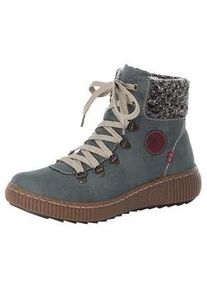 Winterboots Rieker, Damen, Gr. 38, blau (jeansblau), Lederimitat, Textil, Schuhe Winterboots, Winterstiefelette, Schn&uuml;rboots, Outdoorboots mit Warmfutter, Topseller