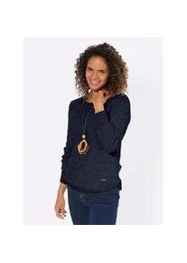 Strickpullover Casual Looks "Pullover", Damen, Gr. 38, blau (marine), 65% Polyester, 35% Baumwolle, unifarben, Pullover Strickpullover