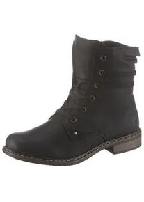 Schn&uuml;rboots Rieker, Damen, Gr. 41, schwarz, Nubuklederimitat, Schuhe Schn&uuml;rboots, Stiefelette, Blockabsatz, mit dezenter Schn&uuml;rung, Topseller