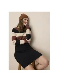 Strickkleid Tamaris, Damen, Gr. 38, N-Gr, schwarz (schwarz, sand), Feinstrick, Obermaterial: 50% Viskose, 28% Polyester, 22% Polyamid, gestreift, figurumspielend ca. Mitte Oberschenkel, Rundhals, Raglan&auml;rmel, Kleider Strickkleid, aus Feinstrick, f&uuml;r Casualmode und Fr&uuml;hling, gestreifte Optik