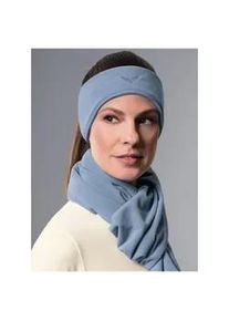 Stirnband TRIGEMA "TRIGEMA Fleecestirnband", Damen, Gr. 2, blau (pearl, blau), Kunstfaser, M&uuml;tzen Stirnband