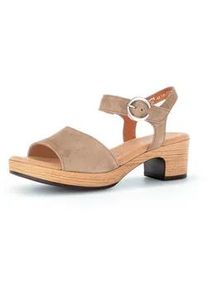Sandalette Gabor "KRETA", Damen, Gr. 36, beige, Veloursleder, Schuhe Sandalette, Blockabsatz, Sommerschuh, Riemchensandale in Komfortweite G (=weit)