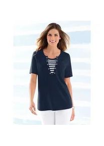 Kurzarmshirt Classic Basics "Shirt", Damen, Gr. 46, blau (marine), 100% Baumwolle, unifarben, Rundhals, Shirts