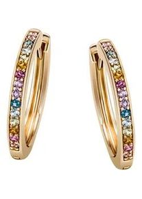 Paar Creolen Firetti "Schmuck Geschenk Silber 925 Ohrschmuck Ohrringe Regenbogen", bunt (gelbgoldfarben, dunkelblau, pink, rostbraun, gelb, hellgr&uuml;n, hellblau, lila, dunkelblau, pink, rostbraun, gelb, hellgr&uuml;n, hellblau, lila), Ohrringe, Damen, Silber 925 (Sterlingsilber), mit Topas (behandelt), Amethyst, Citrin, Peridot, Rhodolith, Topas