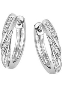 Paar Creolen Firetti "Schmuck Geschenk Silber 925 Ohrschmuck gedreht glitzernd", silber (silberfarben, kristallwei&szlig;, kristallwei&szlig;), Ohrringe, Damen, Silber 925 (Sterlingsilber), mit Zirkonia (synth.)