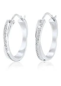 Paar Creolen Elli "Creole Verschlungen 925 Silber, mit Kristallen von Swarovski", silber, Ohrringe, Damen, onesize,mit Steinen, Silber 925 (Sterlingsilber)