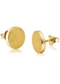 Paar Ohrstecker NENALINA "Basic Kreis Rund Geb&uuml;rstet Ohrstecker 925 Silber", gold, Ohrringe, Damen, onesize, ohne Stein, Silber 925 (Sterlingsilber)