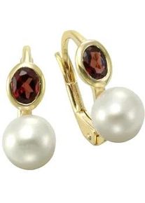 Perlenohrringe Firetti "Schmuck Geschenk Silber 925 Ohrschmuck Patenrbrisur Perle", gold (silber, 925, goldfarben, wei&szlig;, rot, rot), Ohrringe, Damen, 7mm, Perlen Silber 925 (Sterlingsilber), Perlen, Silber 925 (Sterlingsilber), mit Granat - mit S&uuml;&szlig;wasserzuchtperle