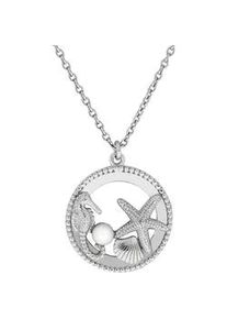 Kette mit Anh&auml;nger Firetti "Schmuck Geschenk Silber 925 Halsschmuck Halskette Ankerkette Maritim", bunt (silberfarben, wei&szlig;), Halsketten, Damen, Perlen Silber 925 (Sterlingsilber), L: 45 B: 1,1mm, Perlen, Silber 925 (Sterlingsilber), mit S&uuml;&szlig;wasserzuchtperle, B:1,1mm