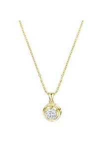 Kette mit Anh&auml;nger Firetti "Schmuck Geschenk Silber 925 Halsschmuck Halskette Ankerkette Solit&auml;r", gold (gelbgoldfarben, kristallwei&szlig;), Halsketten, Damen, Silber 925 (Sterlingsilber), L: 45 B: 1,4mm, mit Zirkonia (synth.), B:1,4mm