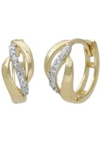 Paar Creolen Firetti "Schmuck Geschenk Gold 333 Ohrschmuck Gold glitzernd", gelb (gelbgoldfarben, wei&szlig;goldfarben, kristallwei&szlig;, kristallwei&szlig;), Ohrringe, Damen, 13mm, Gelbgold 333, mit Zirkonia (synth.)