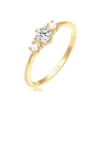 Verlobungsring Elli "Glas Kristalle Synthetische Perle Wei&szlig; 925 Sterling Silber" Gr. 52, gold, Fingerringe, Damen, 52mm, Silber 925 (Sterlingsilber), 1mm, Verlobungsring