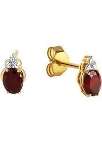 Paar Ohrstecker Firetti "Schmuck Geschenk Silber 925 Ohrschmuck Edelstein Granat", rot (gelbgoldfarben, silberfarben, rot, kristallwei&szlig;, rot, kristallwei&szlig;), Ohrringe, Damen, Silber 925 (Sterlingsilber), mit Granat, Zirkonia (synth.)