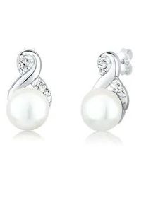 Paar Ohrstecker Elli "Infinity Glas Kristalle Wei&szlig; 925 Sterling Silber", silber, Ohrringe, Damen, onesize, ohne Stein, Silber 925 (Sterlingsilber)