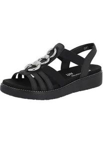 Sandale Remonte, Damen, Gr. 43, schwarz, Lederimitat, Schuhe Sandale, Sommerschuh, Sandalette, Keilabsatz, mit praktischen Gummiz&uuml;gen