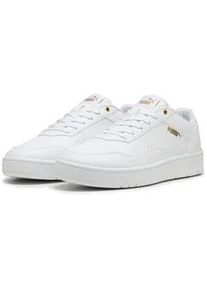 Sneaker Puma "COURT CLASSIC", Damen, Gr. 44, wei&szlig; (Puma wei&szlig;, Puma gold), Synthetik, Schuhe Sneaker, mit Gummi-Laufsohle, aus Synthetik, mit Textil-Innenmaterial