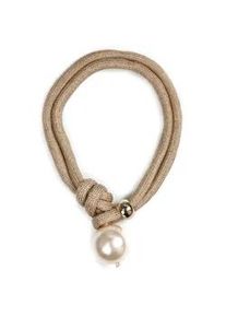 Collier Firetti "elegant, auffallend, im mehrreihigen Stil", gelb (gelbgoldfarben, creme), Halsketten, Damen, Metall Perlen Polyester, L: 45, Metall, Perlen, Polyester, Collier, mit Acrylperle