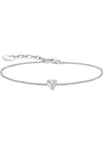 Armband Thomas Sabo "mit gro&szlig;em Herz-Anh&auml;nger" Gr. 19, bunt (silberfarben, wei&szlig;, wei&szlig;), Armb&auml;nder, Damen, 19, Silber 925 (recycelt), Armband, mit Zirkonia (synth.)