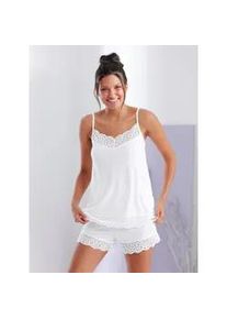 Achselhemd, Damen, Gr. 52/54, 1 Stk., Normalgr&ouml;&szlig;en, wei&szlig;, 95% Modal, 5% Elasthan, Spitze:9% Elasthan, 91% Polyamid, V-Ausschnitt, Unterhemden