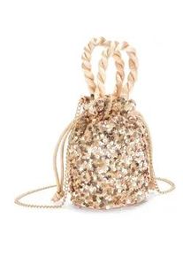 Umh&auml;ngetasche Vivance, Damen, Gr. B/H/T: 12cm x 19cm, gold (goldfarben), Polyester, Glitzer, gl&auml;nzend, unifarben, Taschen Umh&auml;ngetasche, Beuteltasche, Partytasche mit Glitzer, Schultertasche, Minibag, VEGAN