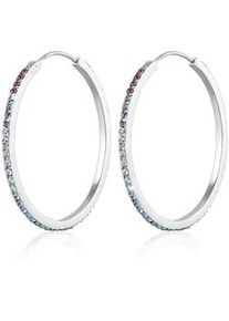 Paar Creolen Elli "Creole Regenbogen Kristalle 925 Silber", silber, Ohrringe, Damen, onesize,mit Steinen, Silber 925 (Sterlingsilber)