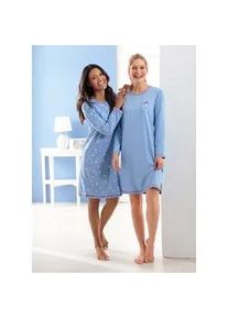 w&auml;schepur Sleepshirt W&Auml;SCHEPUR "Sleepshirts", Damen, Gr. 36/38, Normalgr&ouml;&szlig;en, blau (blau, bedruckt, blau), 100% Baumwolle, bedruckt, gemustert, unifarben, Kleider Sleepshirt, Topseller