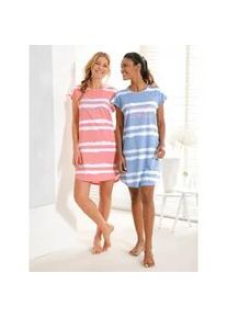 w&auml;schepur Sleepshirt W&Auml;SCHEPUR "Sleepshirts", Damen, Gr. 44/46, Normalgr&ouml;&szlig;en, bunt (bleu, apricot), 65% Polyester, 35% Baumwolle, bedruckt, gemustert, Kleider Sleepshirt