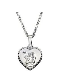 Kette mit Anh&auml;nger Firetti "Schmuck Geschenk Silber 925 Halsschmuck Halskette Panzerkette Herz", silber (silberfarben, kristallwei&szlig;), Halsketten, Damen, Silber 925 (Sterlingsilber), L: 38, mit Kristallstein