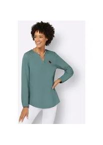 Longbluse Casual Looks, Damen, Gr. 52, gr&uuml;n (jade), 100% Baumwolle, unifarben, Rundhals, Blusen Longbluse