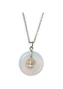 Kette mit Anh&auml;nger Firetti "Schmuck Geschenk Halsschmuck Halskette Ankerkette Lebensbaum Edelstein", silber (silberfarben, hellblau), Halsketten, Damen, Edelstahl, L: 60 B: 2mm, Made in Germany - mit Edelstein, B:2mm