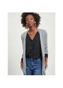 Longstrickjacke Vila "VIRIL LONG L/S KNIT CARDIGAN - NOOS", Damen, Gr. S, grau (medium grau melange), Feinstrick, Obermaterial: 50% Viskose, 27% Nylon, 23% Polyester, meliert, regular fit lang, tiefer V-Ausschnitt, Strickjacken Longstrickjacke, Viskosemischung, regular fit
