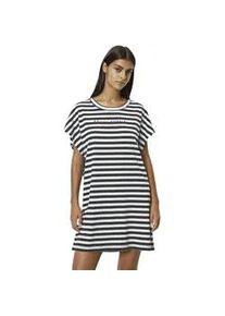Marc O'Polo Nachthemd MARC O'POLO "Mix & Match Cotton-Woven", Damen, Gr. S (36), N-Gr, wei&szlig; (schwarz navy, wei&szlig; cotton), Jersey, Obermaterial: 100% Baumwolle, geringelt, gestreift, oversize ca. Mitte Oberschenkel, Rundhals, angeschnitten, Kleider Nachthemd, mit &uuml;berschnittenen Schultern und Brandlogo auf der Brust