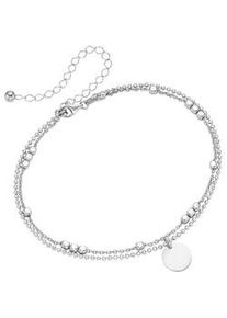 Fu&szlig;kette mit Anh&auml;nger Smart Jewel "zweireihig, mit rundem Pl&auml;ttchen, Silber 925", silber, Fu&szlig;ketten, Damen, 28cm, Silber 925 (Sterlingsilber)