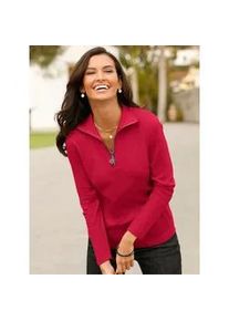 Langarmshirt Classic Basics "Shirt", Damen, Gr. 42, rot, 100% Baumwolle, unifarben, V-Ausschnitt, Shirts Langarmshirt