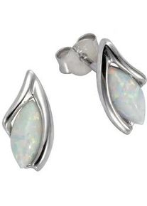 Paar Ohrstecker Vivance "925/- Sterling Silber rhodiniert synth. Opal", wei&szlig; (wei&szlig;, wei&szlig;), Ohrringe, Damen, one-size, Silber 925 (Sterlingsilber)