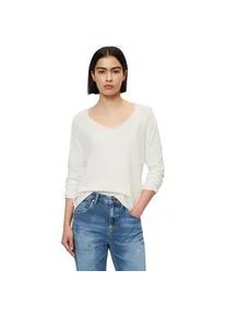Marc O'Polo Langarmshirt MARC O'POLO DENIM "aus Premium Organic Cotton", Damen, Gr. XXS, wei&szlig; (scandinavian wei&szlig;), Obermaterial: 100% Baumwolle, unifarben, Basic, regular fit, V-Ausschnitt, Rollkante, Shirts Langarmshirt
