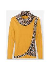 Rollkragenshirt Inspirationen "Shirt", Damen, Gr. 44, gelb (ocker, marine, gemustert), 50% Baumwolle, 50% Modal, gebl&uuml;mt, gemustert, mehrfarbig, Shirts