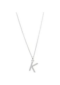 Kette mit Anh&auml;nger Smart Jewel "Buchstabe K mit Zirkonia Steine, Silber 925", silber, Halsketten, Damen, 45cm, Silber 925 (Sterlingsilber)