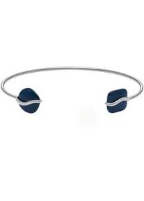 Armspange Skagen "Schmuck Geschenk Edelstahl SOFIE SEA GLASS", blau (edelstahlfarben, dunkelblau, dunkelblau), Armb&auml;nder, Damen, 16,5cm, Edelstahl, gl&auml;nzend, Armspange, mit Glasstein
