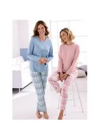 w&auml;schepur Schlafanzug W&Auml;SCHEPUR, Damen, Gr. 48/50, bunt (hortensie, bedruckt, bleu, bedruckt), 100% Baumwolle, Homewear-Sets Schlafanzug