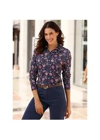 Poloshirt Inspirationen "Shirt", Damen, Gr. 52, blau (marine, rosenquarz, bedruckt), 50% Baumwolle, 50% Modal, bedruckt, gebl&uuml;mt, gemustert, mehrfarbig, V-Ausschnitt, Shirts