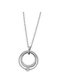 Kette mit Anh&auml;nger Firetti "Schmuck Geschenk Silber 925 Halsschmuck Halskette Ankerkette Kreis", silber (silberfarben, kristallwei&szlig;), Halsketten, Damen, Silber 925 (Sterlingsilber), L: 45 B: 1,2mm, mit Zirkonia (synth.), B:1,2mm