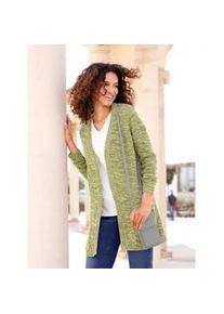 Strickjacke Casual Looks, Damen, Gr. 52, gr&uuml;n (schilf, meliert), 54% Baumwolle, 46% Polyacryl, meliert, unifarben, Strickjacken Strickjacke