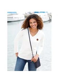V-Shirt Casual Looks "Shirt", Damen, Gr. 40, beige (ecru), 50% Baumwolle, 50% Modal, unifarben, V-Ausschnitt, Shirts