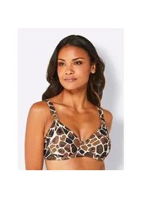 B&uuml;gel-Bikini-Top feel good, Damen, Gr. 44, Cup D, beige (champagner, schoko, bedruckt), Elasthan, Polyamid, Bikini-Oberteile