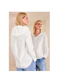 Langarmbluse Heine, Damen, Gr. 50, wei&szlig;, 97% Baumwolle, 3% Elasthan, unifarben, Rundhals, Blusen