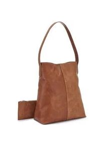 Shopper Vivance "Schultertasche", Damen, Gr. B/H/T: 30cm x 35cm x 14cm, braun (camel), Lederimitat, Strukturmuster, unifarben, Taschen Shopper, mit kleiner Innentasche, Handtasche, Einkaufstasche, Damentasche VEGAN