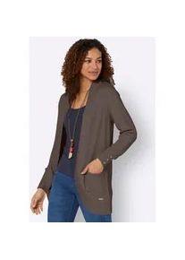 Strickjacke Casual Looks, Damen, Gr. 52, grau (dunkeltaupe), 50% Baumwolle, 50% Polyacryl, unifarben, Strickjacken Strickjacke