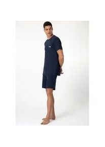 Schlafanzug Fila "MAN JERSEY PYJAMAS", Damen, Gr. XXL, blau (navy), Jersey, Obermaterial: 100% Baumwolle, bequem kurz, Rundhals, Homewear-Sets Schlafanzug, Hose mit elastischem Logobund und Kurzarmshirt